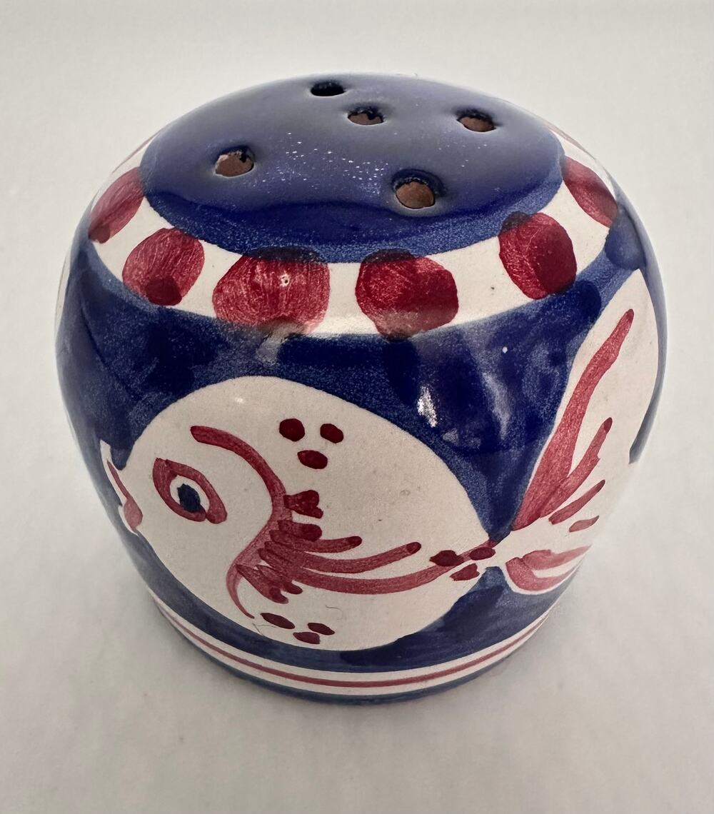 Hand-Painted Italian Ceramic Salt or Pepper Shaker With Fish Design By Solimene